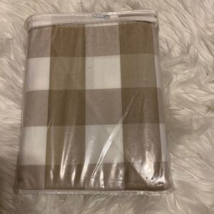 BeBen fabric tablecloth 57” x 84” tan and cream plaid NWT